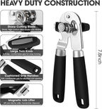 Manual Can Opener, UHIYEE Handheld Can Opener Heavy Duty with High Carbon Sharp Blade, Ease Can Open for Seniors with Comfort Grip Handles, Oversized Turn Knob, Black