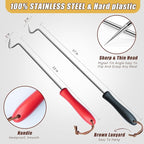 2Pcs Food Flipper Turner Hooks Stainless Steel BBQ Meat Hooks Cooking Barbecue Turners Hooks Grill Accessories with Handle for Grilling & Smoking