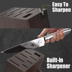 imarku® Knife Set, 15-Pieces HC Stainless Steel Kitchen Knife Set With Built in Knife Sharpener, Razor-Sharp Blade Knife Block Set With Non-Slip Handle, Dishwasher Safe, Best Birthday Gifts