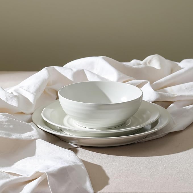 Stone Lain Orbit 4-Piece Salad Plate Set Stoneware, White