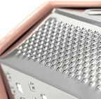 Beille 6 Side Stainless Steel Grater Top Handle Zester Slicer 7.75 Inch, Pink