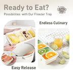 Silicone Freezer Tray with Lid Soup Freezer Container Molds with Steel Reinforced Rim Large Ice Cube Tray Makes 8 Perfect 1 Cup Portions Cubes Storage Food Soups & Meal Prep Oven & Dishwasher Safe