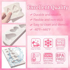 2 Pcs Heart Fondant Molds, Heart Shaped Lollipop Kitchen Baking Silicone Molds for Valentine's Day Cake Decorating, Candy Chocolate, Cookies, Marzipan, Clay, Epoxy, Butter, jelly