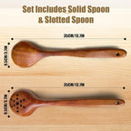Large Wooden Spoons for Cooking, 2-Piece Premium Teak Wooden Utensils for Cooking, Heavy-Duty & Heat Resistant, 13.7"L x 3.7"W