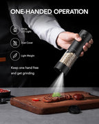 FORLIM Electric Salt and Pepper Grinder Set, USB Rechargeable, Automatic Salt Pepper Mill Grinder with Dust Cover, One-Button Control, Adjustable Coarseness, Warm LED Light (2 Packs, Black&White)
