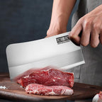 HOSHANHO 7 inch Cleaver Knife, High Carbon Powder Steel Meat Cleaver, Bone Chopper Butcher Knife with Ergonomic Wooden Handle for Home Kitchen and Restaurant