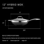HexClad Hybrid Nonstick 12-Inch Wok, Stay-Cool Handle, Dishwasher-Friendly, Oven-Safe Up to 900°F, Induction Ready, Compatible with All Cooktops