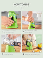 Rotary Cheese Grater with Handle, Reemix Vegetable Cheese Shredder Slicer Grater for Kitchen 3 Changeable Blades for Cheese Potato Zucchini Nuts Chocolate (Green)