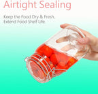 50oz Square Glass Food Storage Jars Storage Container with Clear Preserving Seal Wire Clip Fastening for Kitchen Canning Flour, Cereal, Pasta, Sugar, Beans