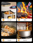 Instant Read Meat Thermometer Digital for Cooking & Grilling with Dual Probe, Big Backlit Screen & Auto-Calibration, Food Thermometer for Grill, Smoker, BBQ, Oven, Candy, Oil Fry - Pink