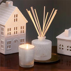 Thymes Frasier Fir Reed Diffuser Set – Includes Reeds, Fragrance Oil, and Frosted Glass Bottle – Fragrance Oil Diffuser – Room Fresheners – Luxury Home Decor – White (Flocked, 4 fl oz)