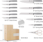 Professional 13 Piece Knife Block Set with Magnetic, Sharp Chef Knife Set, Ideal for Home and Restaurants, Silver