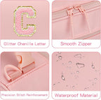 Initial Insulated Lunch Bag for Girls Kids, Back to School Gift, Reusable Leak-proof Lunch Box with Adjustable Strap for School Daycare Travel Picnic (Pink,C)