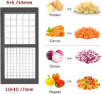 Vegetable Chopper, Onion Chopper Dicer, Mandoline Slicer with Container, Vegetable Cutter for Salad Potato Carrot Garlic（2 Blades, Grey）