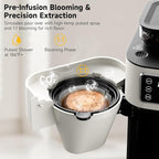 Drip Coffee Maker with Built-in Grinder, 10-Cup Programmable Brew Coffee Machine with Timer, Touch Screen, Self-Cleaning, Reusable Filter, 1.5L Removable Water Tank, Warming Plate, White