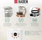 Haden Coffee Machine, 12 Cup Programmable Drip Coffee Maker with Auto Shut-Off Function and Reusable Washable Water Filter, Ivory & Copper