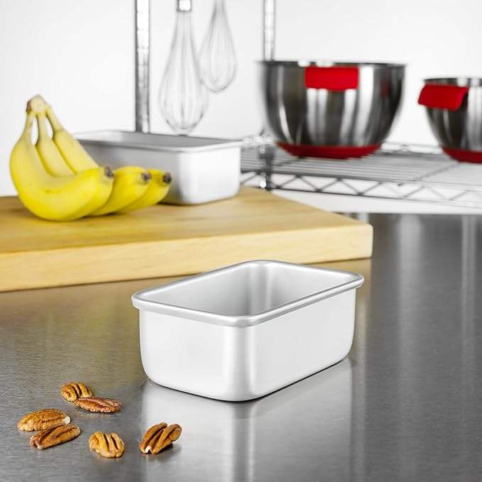 Fat Daddio's BP-5640-2PK Anodized Aluminum Bread Loaf Pan, 5.5 x 3.125 x 2.375 inch, Set of 2