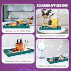 Gifturbo Teal Serving Tray,Rectangular Serving Trays with Handles, Plastic Coffee Table Tray Decorative Tray for Ottoman,Living Room, Bathroom, 15.7” x 10.2” x1.37”