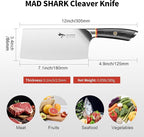 MAD SHARK 7 inch Kitchen Knife, Professional Sharp Vegetable Cleaver, German Military Grade Composite Steel with Ergonomic Handle, Chef Knife for Home, Kitchen & Restaurant Cooking Cutting Chopping