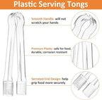 PEASUG 20 PCS Plastic Serving Tongs, Disposable Plastic Tongs, Clear Kitchen Small Serving Utensils for Serving for Party Food Buffet Appetizer Salad Catering Ice, 6.3 Inches