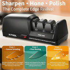 Electric Knife Sharpener, 3-Stage with 100% Diamond Abrasives, Dual-Sided Fast Sharpening, Low Noise & Auto Temperature Control, for Kitchen Straight, Serrated & Ceramic Knives