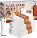 Travel Vacuum Bags with Rechargeable Cordless Air Pump, 12 Pack Vacuum Storage Seal Bags for Clothing(4 Large+4 Medium+4 Small), Compression Packing for Clothes Suitcase Luggage
