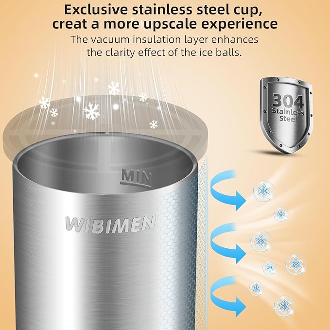 Clear Ice Cube Maker - 2.5" Ball - Stainless Steel Clear Ice Maker - Compact Design - for Whiskey, Cocktails, Bourbon - 2 PACK with Ice Tong & Ice Box