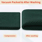 Homaxy 100% Cotton Waffle Weave Kitchen Dish Towels, Ultra Soft Absorbent Quick Drying Cleaning Towel, 13 x 28 Inches, 12-Pack, Blackish Green