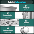 304 Stainless Steel Airtight Canister for Kitchen, 3.2Gal/405oz Flour Container with Lids and Sturdy Locking Clamp, Metal Bucket Food Storage Containers for Rice Flour Coffee Bean Tea