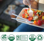 100% Compostable No Plastic Knives Plastic Forks Plastic Spoons Plastic Utensils, The Heavyweight Heavy Duty Flatware is Eco Friendly Products for Lounge Party Wedding BBQ Picnic Camping.