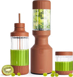 Beast Mighty 850 Plus | Premium Compact Personal Blender | Smoothies, Shakes, Dressings, Sauces | Blends Ice and Frozen Fruit | New XL Vessel | Extra Vessels, Lids and Straws | 850W (Terra)