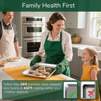 18/0 Stainless Steel Baking Sheet with Cooling Rack, 15.9 Inch Oven-Safe Non-Toxic Cookie Sheets for Baking, Coating Free & Rust Resistant for Healthy Family Baking, Easy to Clean, Heavy Duty