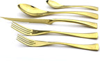 20-Piece 18/10 Stainless Steel Serrated Steak Knife Flatware Set, Mirror Polishing Gold,Service for 4