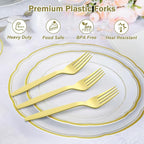 360 Count Extra Heavy Duty Gold Plastic Forks Disposable, BPA-Free, Heat Resistant, Solid and Durable Disposable Forks Bulk, Premium Plastic Forks heavy duty for Party Supply