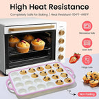 Silicone Mini Muffin Pan With Metal Reinforced Frame - 24 Cups Durable Silicone Cupcake Pan for Muffin, Cupcakes, BPA Free and Dishwasher Safe - 2 Piece Pink