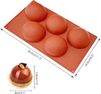 Extra Large 5-Cavity Semi Sphere Silicone Mold, 2 Packs Half Sphere Silicone Baking Molds for Making Chocolate, Cake, Jelly, Dome Mousse
