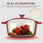 Overmont 5.5QT Enameled Cast Iron Dutch Oven with Lid Cookbook Heavy-Duty Casserole with Dual handles for Braising, Stews, Roasting, Bread Baking