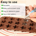 Small Star Silicone Molds, 15 Cavities Star Chocolate Molds for Candy/Gummy/Jelly/Fruit Snack, Mini 3D Stars Mold for Wax Melt/Resin, 2 Pcs