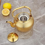 SANQIAHOME 1200ml teapot with Infuser stainless steel Water Boilers lifting handle Tea Maker Water Kettle for Induction/Gas gold