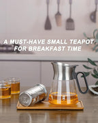 ZENS Design Glass Teapot with Infuser, 23 oz Small Loose Leaf Tea Steeper Pot with Stainless Steel Spout for Hot Tea Steeper, Oval Handle Clear Tea Pot with infusers for Loose Tea Lovers Gifts