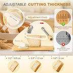 Anatole Foldable Manual Bread Slicer for Homemade Sourdough Bread with Engraved Scale Line Bread Guide Hand Crank Bread Cutter with Adjustable Thickness Stainless Steel Blade 6 Suction Cups