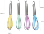 Mini Whisks 6 inch 4Pcs silica gel stainless steel Whisk, Hand Egg Mixer for Flour Cake Egg, Kitchen Cooking Baking Use Whisk （purple，yellow，cyan，blue）