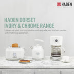 Haden Dorset 1.7 Liter Stainless Steel Electric Kettle, Hot Water Kettle with 360-Degree Base and Auto Shutoff, Ivory & Chrome