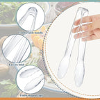 Tessco for you 50 Pcs Plastic Tongs for Serving Bulk, 9 Inch Plastic Disposable Serving Tongs Heavy Duty Salad Utensils for Kitchen Buffets BBQ Events Catering (Transparent)