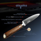 5-Inch Paring Knife - Japanese VG-10 Super Steel 67-Layer Damascus Blade - Fruit Utility Knife for Carving & Peeling - Luxury Gift Box with Color Wooden Handle - Includes Scabbard