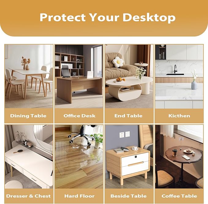 Clear Table Protector 42 x 60 Inch, 1.4mm Thick Waterproof PVC Plastic Table Cover, Durable Table Pad for Dining Room, Kitchen, Writing Desk, and Coffee Tables
