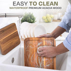 Magnetic Knife Block with Acacia Wood Cutting Board - Extra Large 15.5x10.5x0.75In Magnetic Knife Block Set with Chopping Board Knife Holder Charcuterie Display Storage Organizer for Kitchen Counter