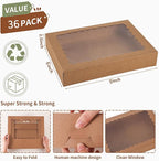Cookie Boxes,9x6x2.5 Inch Large Bakery Boxes with Window for Pies Chocolate Strawberries Muffins Donuts Pastry Dessert Christmas (Brown, 9 * 6 * 2.5inch/36pcs)