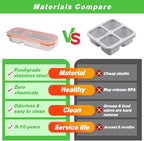 Stainless Steel Snackle Container For Adults, Reusable Bento Lunch Box Snack Containers, 2-3 Compartment Divided Food For Home Work Travel (2 Pack)