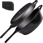 Cuisinel Cast Iron 2-In-1 Multi Cooker - 3-Quart Dutch Oven and Skillet Lid Set Oven Safe Cookware + Black Pan Scraper - Use As Dutch Oven and Frying Pan - Indoor and Outdoor Use - Grill, Stovetop